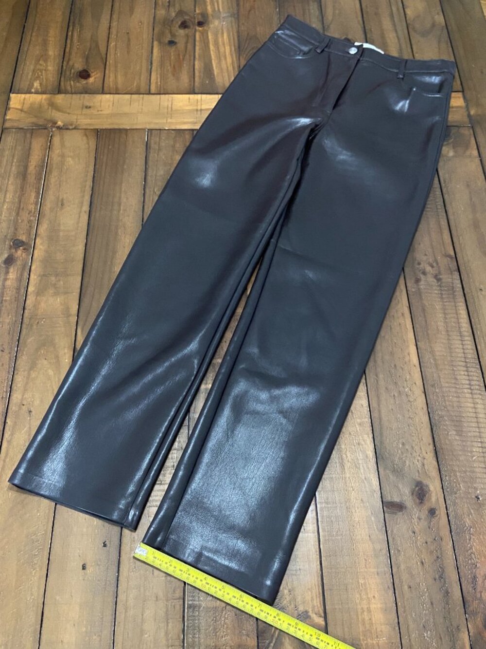 Wilfred Aritzia Melina Vegan Leather Pants - Rich Mocha Brown 6 - Picture 9 of 10
